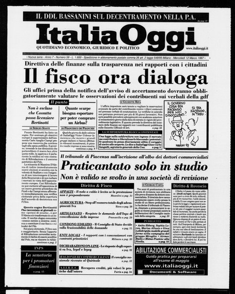 Italia oggi : quotidiano di economia finanza e politica